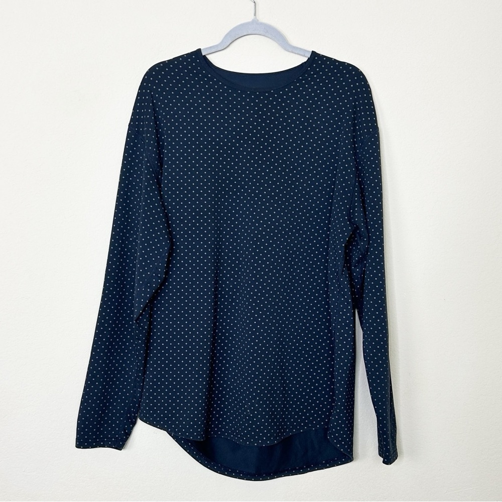 BYLT Shirt Mens XL Blue Knit Polka Dot Drop Cut Long Sleeves Lux Tee